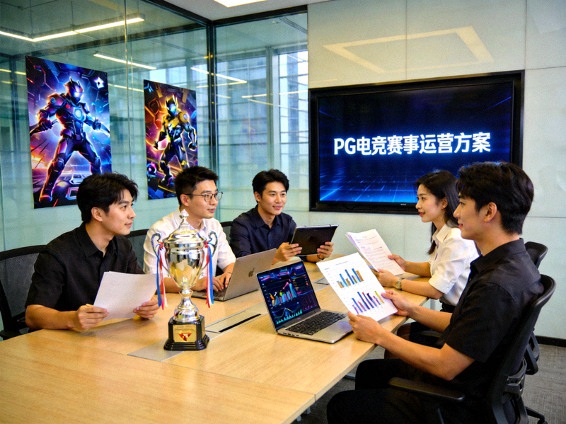 PG电竞团队在现代化办公室中协作讨论赛事运营方案