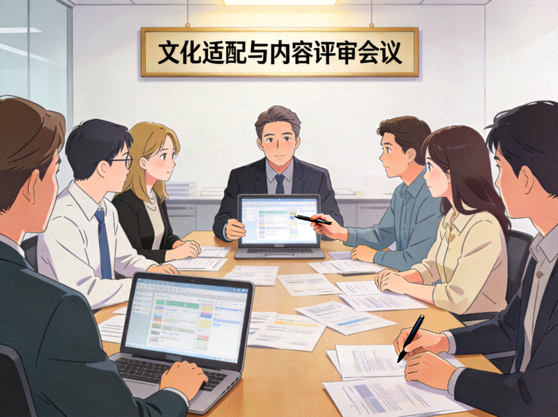 Pocket Games Soft本地化团队进行文化适配与内容评审会议